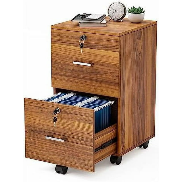 xrboomlife 2Drawer Small Rolling File with Lock Wood Filing