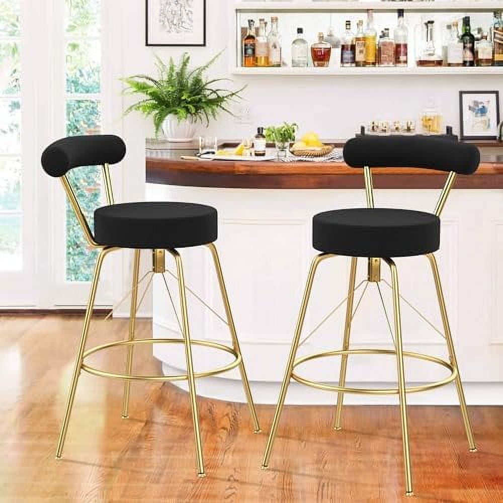 xrboomlife 24" Velevt Stools Set of 2 Swivel Counter Height Stools with