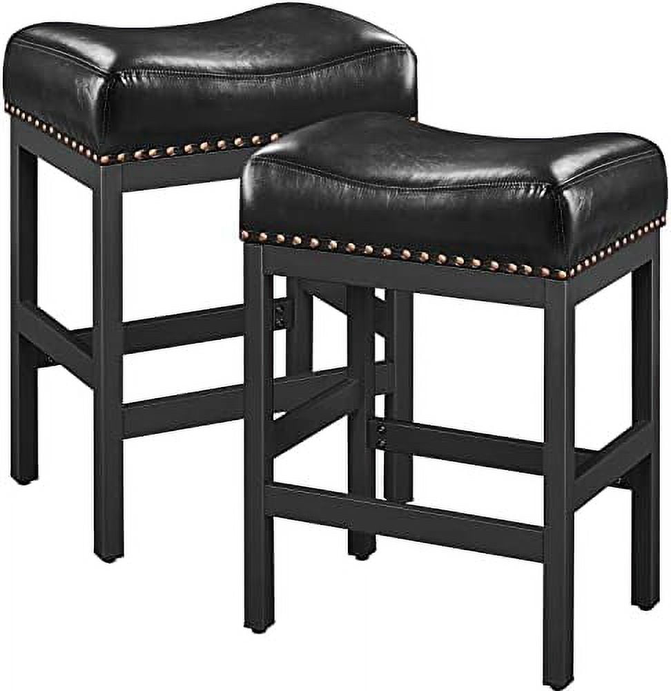 xrboomlife 26" Stools Set of 2 Counter Height Stools Leather Saddle
