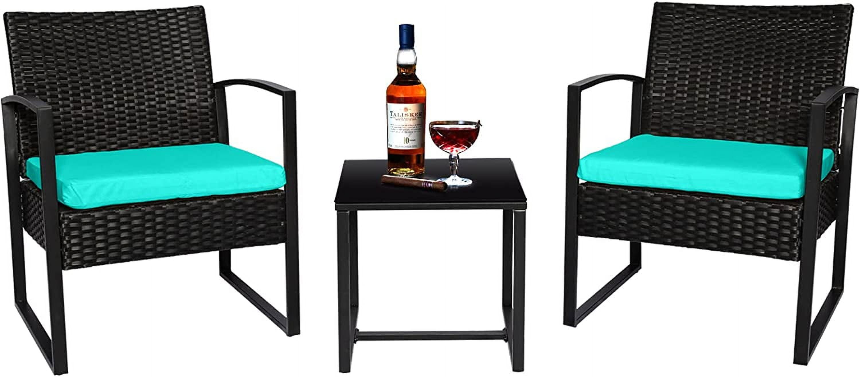 xrboomlife 3 Piece Wicker Outdoor Patio PE Rattan Chair w/Coffee Table