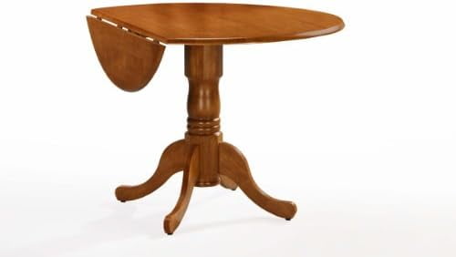 Contemporary 44.5" Round Oak Wood Extendable Dining Table