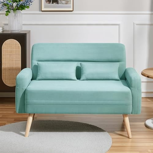 xrboomlife 46" Small Modern Fabric Sofa Loveseat Mid Century 2 Seater