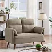 xrboomlife 50.6" Small Loveseat Sofa  Mid Century Modern Love Seat Couch with Back Cushions and Wood Legs  2 Seater Small Couches for Living Room  Bedroom  Small Spaces