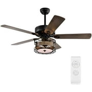 xrboomlife 52 Inch Ceiling Fan with Remote  Farmhouse Ceiling Fan Light Fixture  5 Dual Finish Blades  2 Mounting Options  Reversible Airflow for Bedroom  Living Room  Kitchen