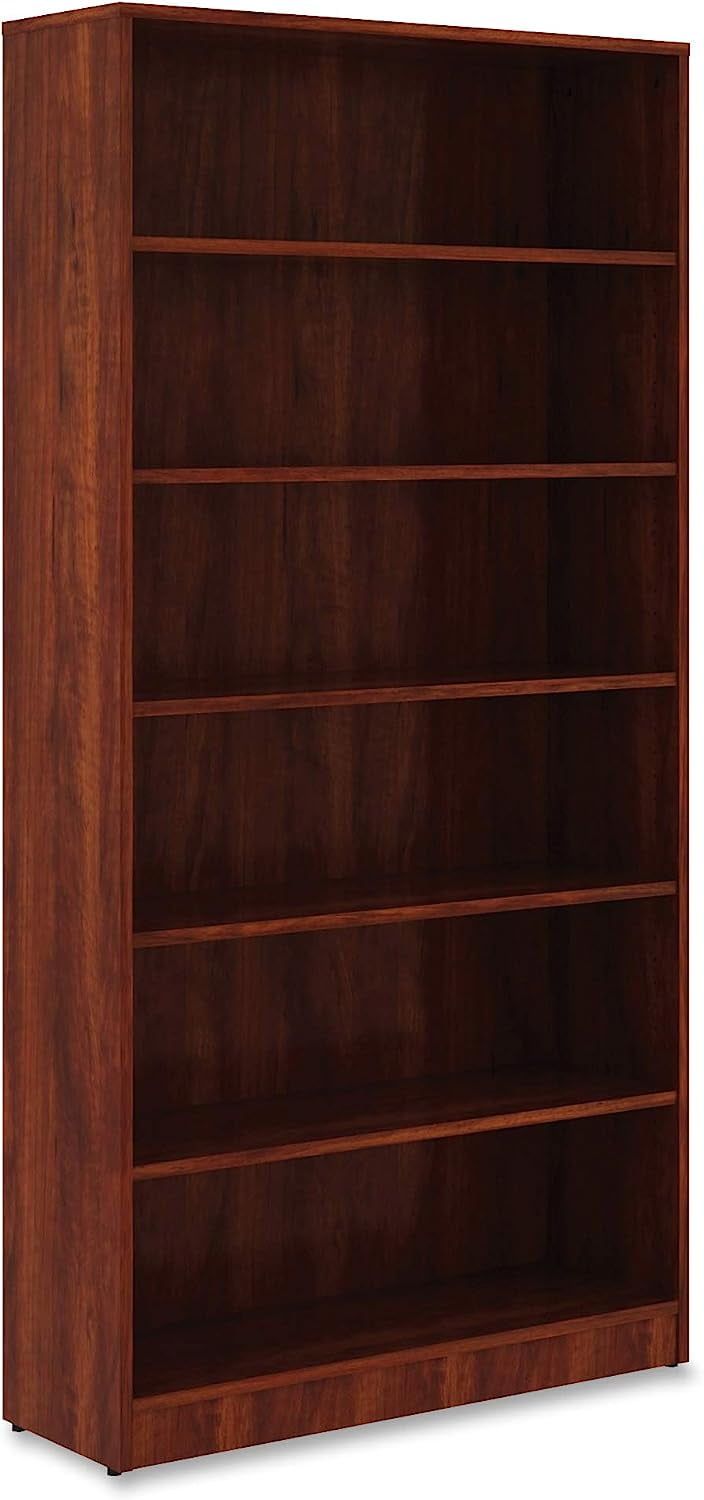 Cherry Laminate 6-Shelf Adjustable Bookcase