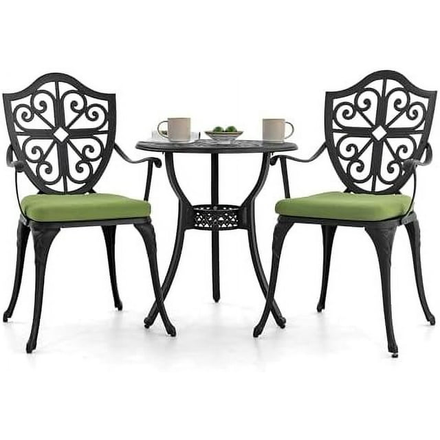 xrboomlife Bistro Set 3 Piece Outdoor Cast Aluminum Patio Bistro Sets