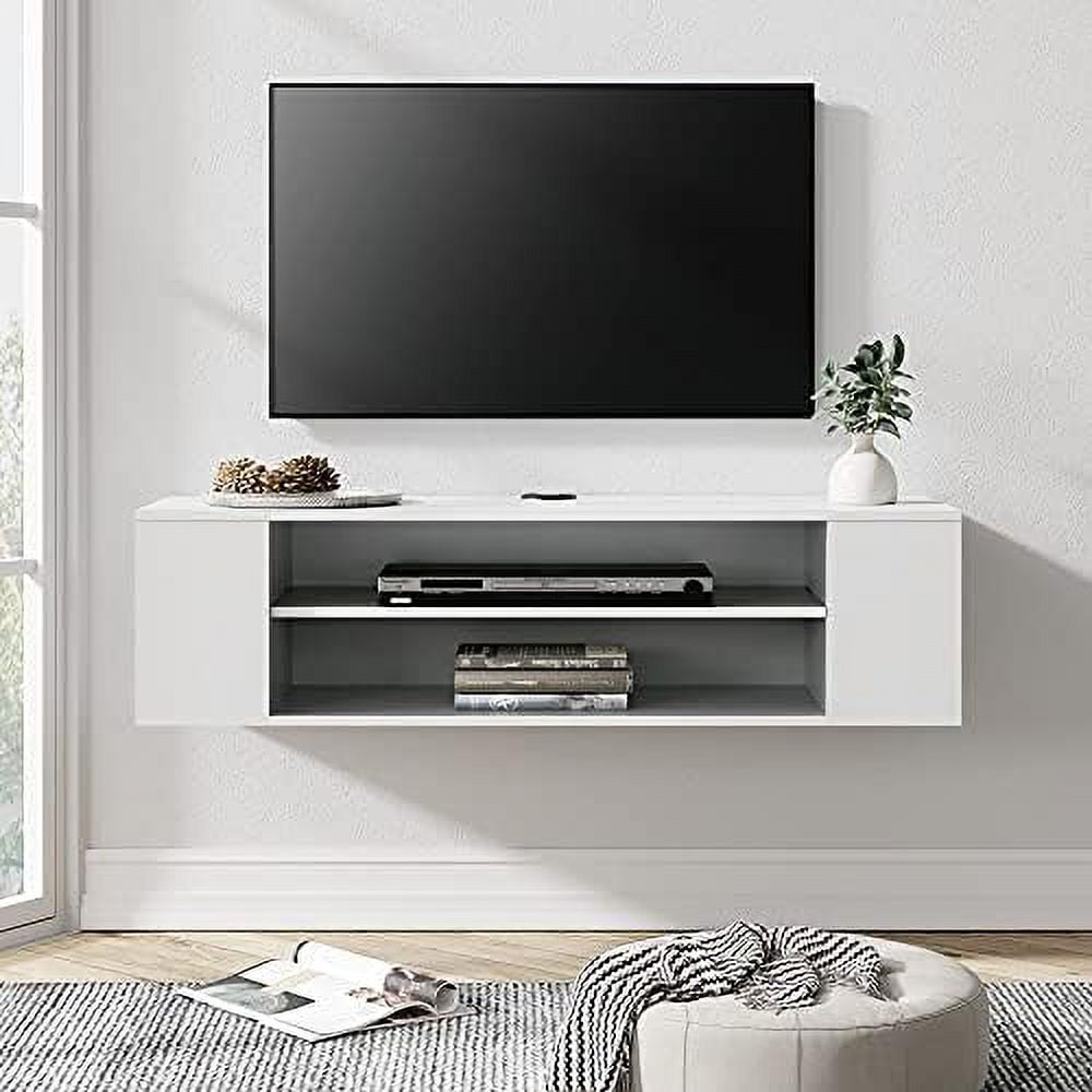 xrboomlife Black Floating TV Stand Wall Mounted Entertainment Center