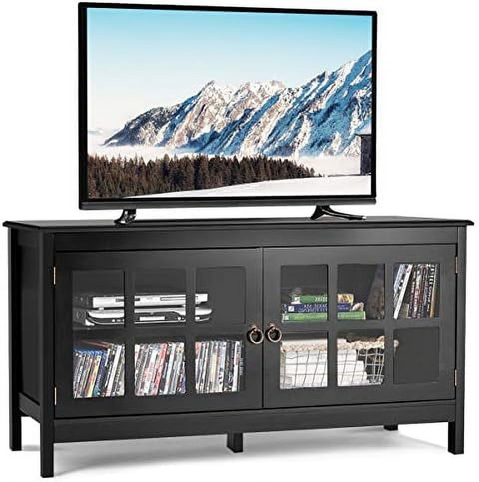 xrboomlife Black Modern TV Stand for 55 inch TV Accent Media Console for with Doors