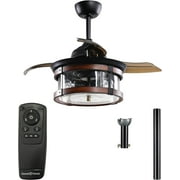 xrboomlife Ceiling Fans with Lights and Remote Farmhouse Bedroom Ceiling Fan with Light and Retractable Blades  Black  36 Inch