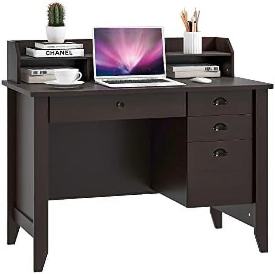 xrboomlife Computer Desk with 4 Drawers and Hutch 48\u201D Vintage Desk