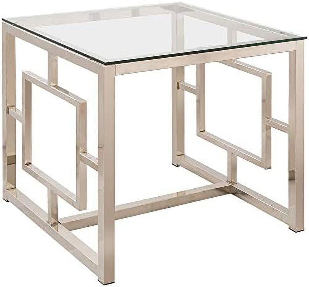 Nickel Square End Table with Glass Top