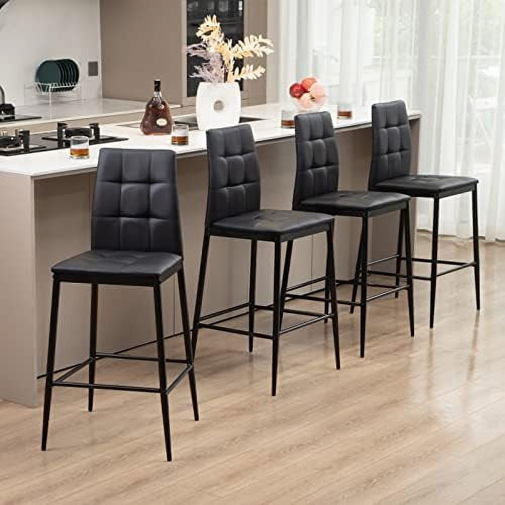 xrboomlife Counter Height Stools Set of 626" Stool with Back Kitchen Black Barstools