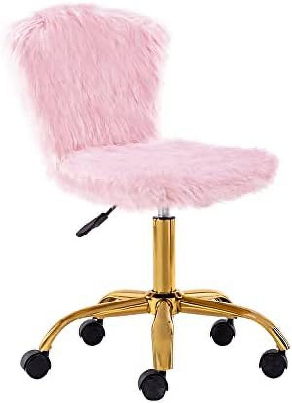 xrboomlife Cute Faux Fur Fuzzy White Small Makeup Vanity Chairs with