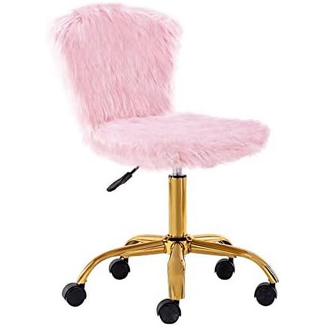 xrboomlife Cute Faux Fur Fuzzy White Small Makeup Vanity Chairs with