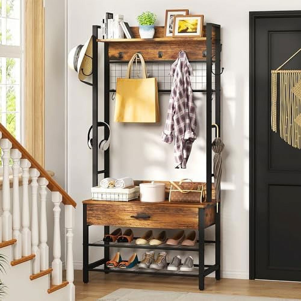 xrboomlife Entryway Coat Rack Shoe Bench 5in1 Hall Tree with Shoe