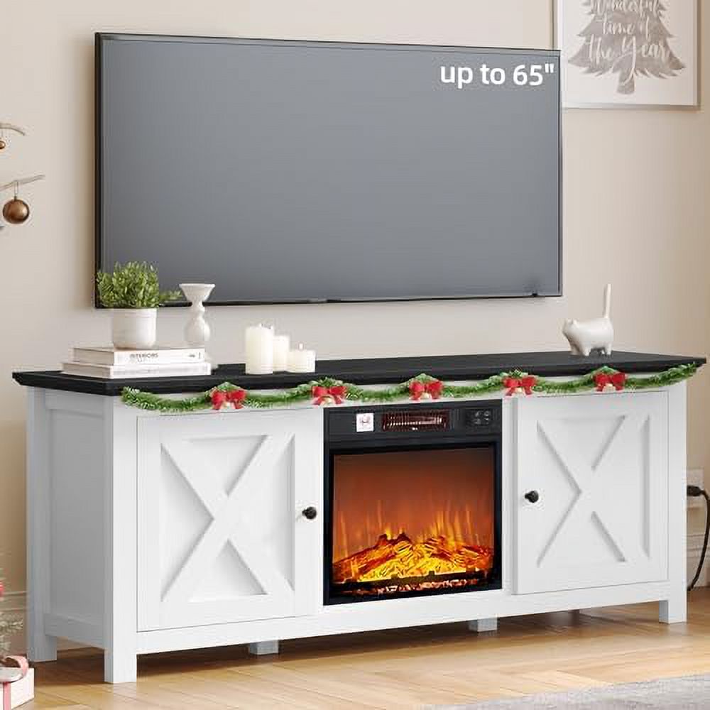 xrboomlife Fireplace TV Stand for 65+ Inch Farmhouse Entertainment