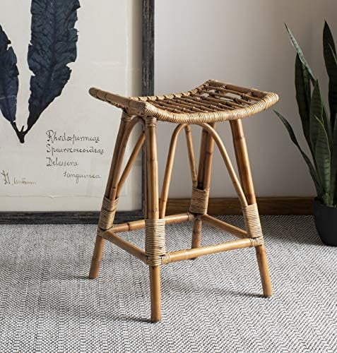 Transitional Saddle Style 25" Wood Counter Stool in Brown