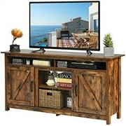 xrboomlife Industrial TV Stand with Barn Doors for TVs up to 65 Inches  Farmhouse TV Console Cabinet with Shelves & Cabinets  Rustic Entertainment Center for Living Room  TV Console T