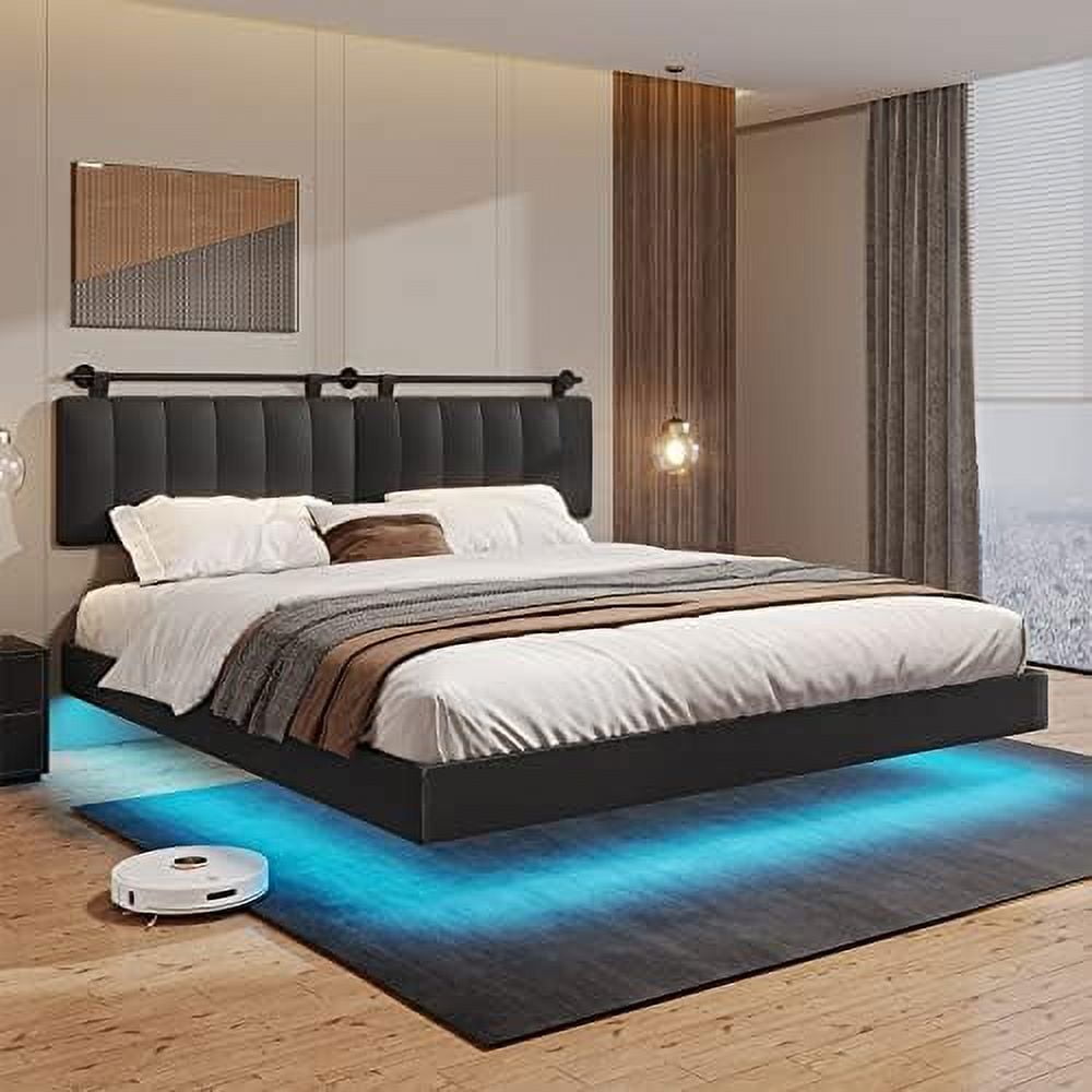 xrboomlife King Floating Bed Frame with Led Light Modern Inspired King