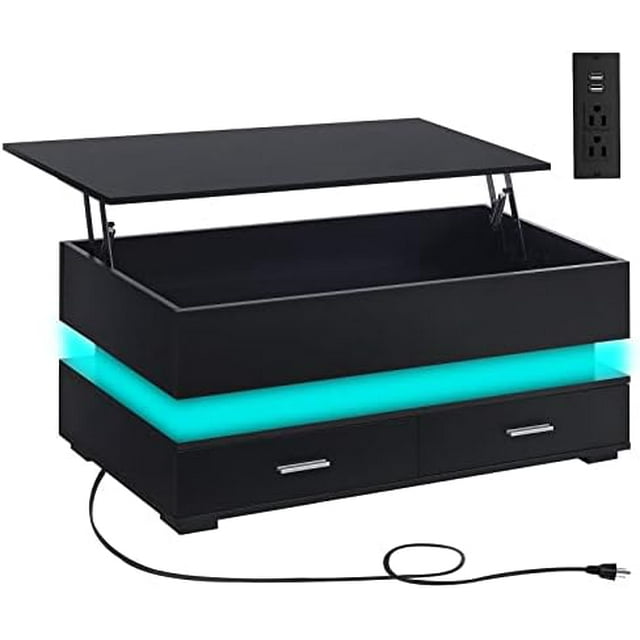 xrboomlife LED Coffee Table Smart Coffee Table with Charging Station