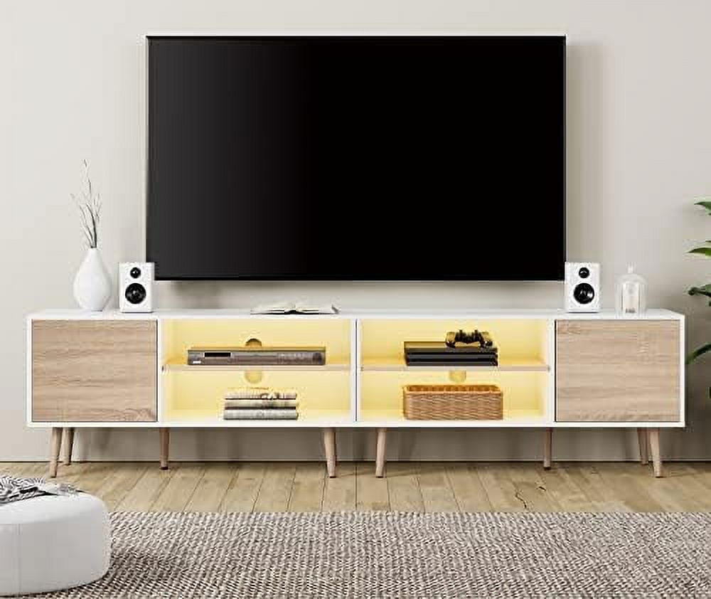 xrboomlife LED Mid Century Modern TV Stand for up to 85 inch 2 in 1