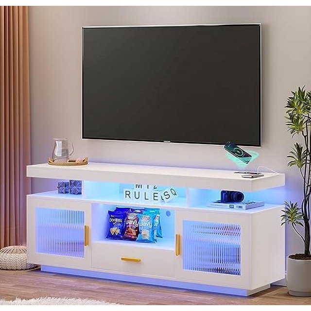xrboomlife LED Television Stands with Charging Station TV Stand for 70