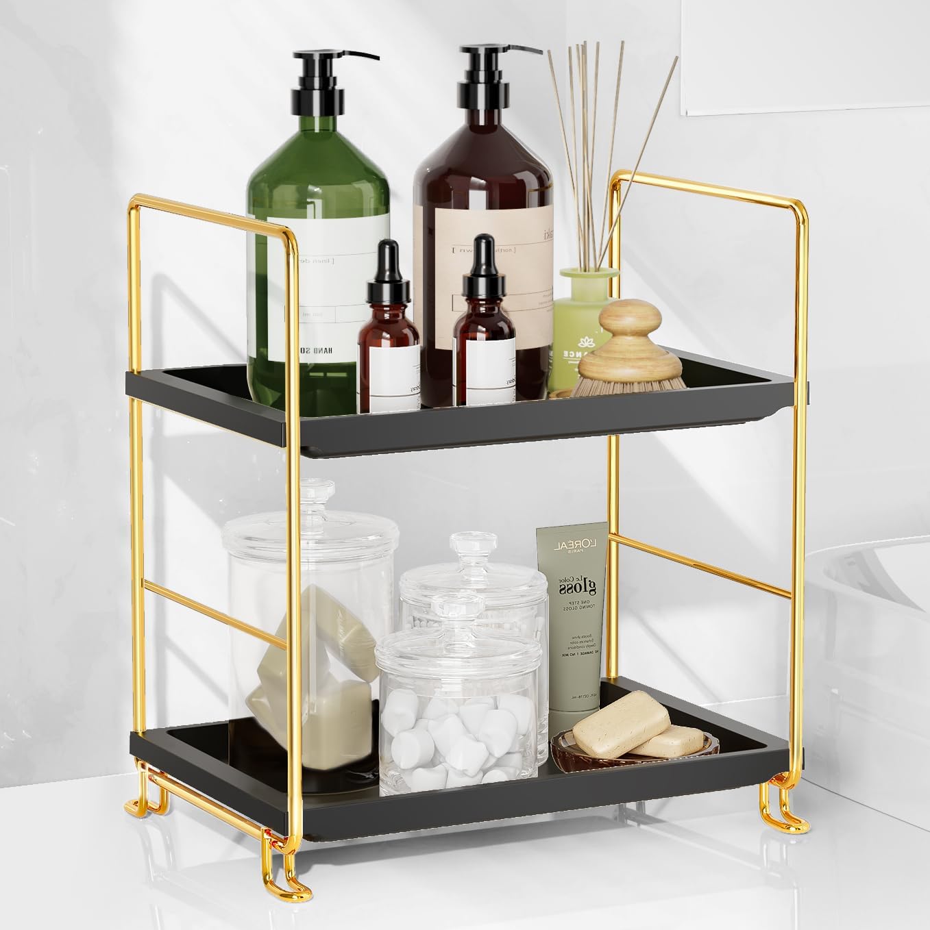2-Tier Bathroom Countertop Organizer, Tool-Less Installation Premium ...