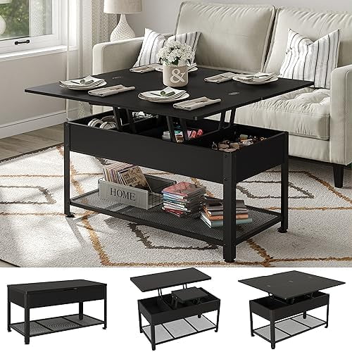 xrboomlife Lift Top Coffee Table 3 in 1 Multi Coffee Table with Hidden