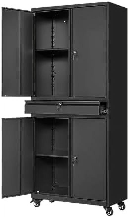 xrboomlife Metal Garage with 2 Doors and 4 Adjustable Shelves 71" Steel Lockable File