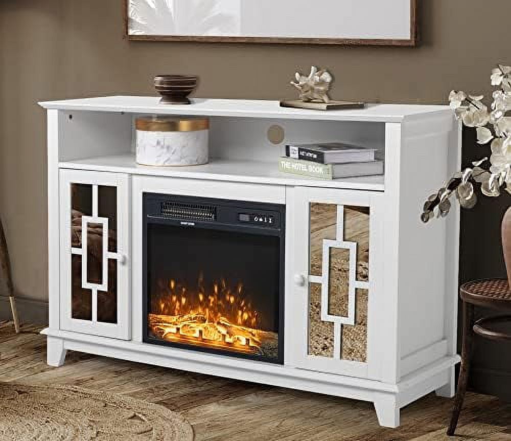 xrboomlife Mirrored Fireplace TV Stand Assembled Farmhouse Modern