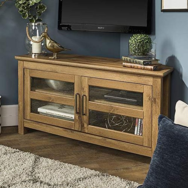 xrboomlife Modern Farmhouse Wood Corner Universal TV Stand for TV's up to 50" Flat Screen Living