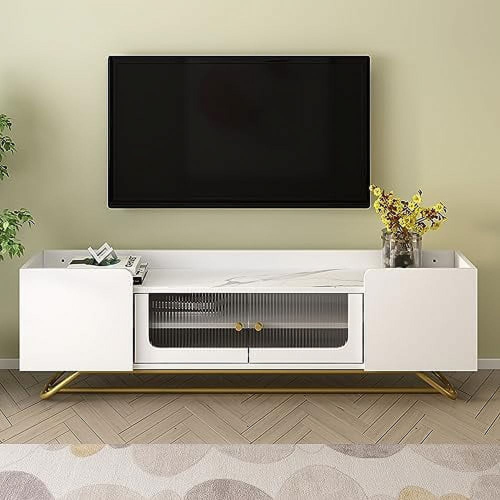xrboomlife Modern TV Stand for 65" TV Faux Marble Top TV Console with
