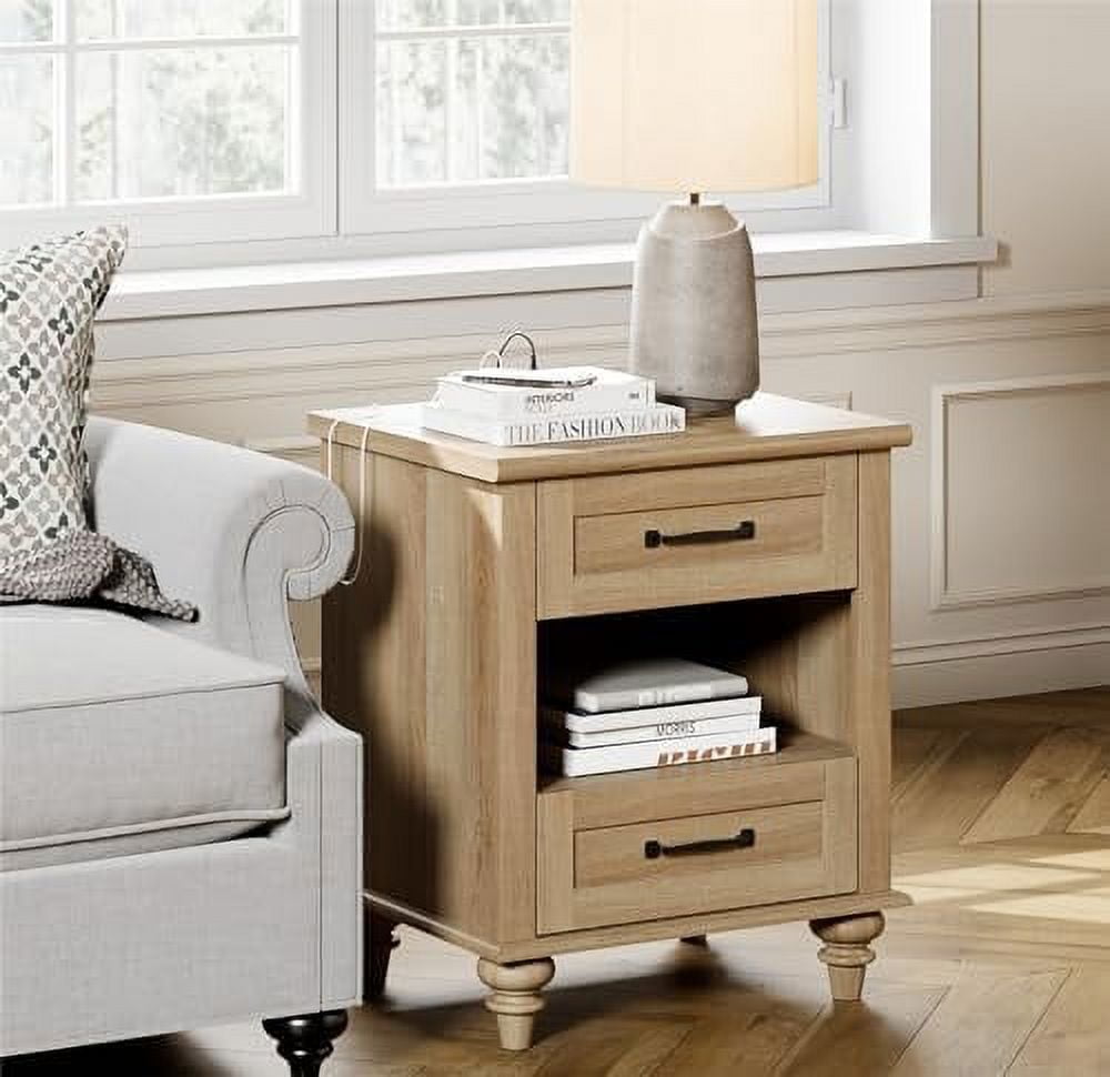 xrboomlife Nightstands Set of 2 End Tables with Charging Station & 2