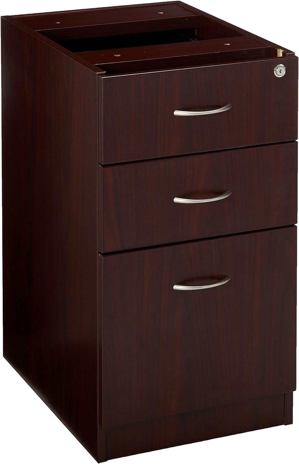 Mahogany Laminate 3-Drawer Legal Size Pedestal File Cabinet