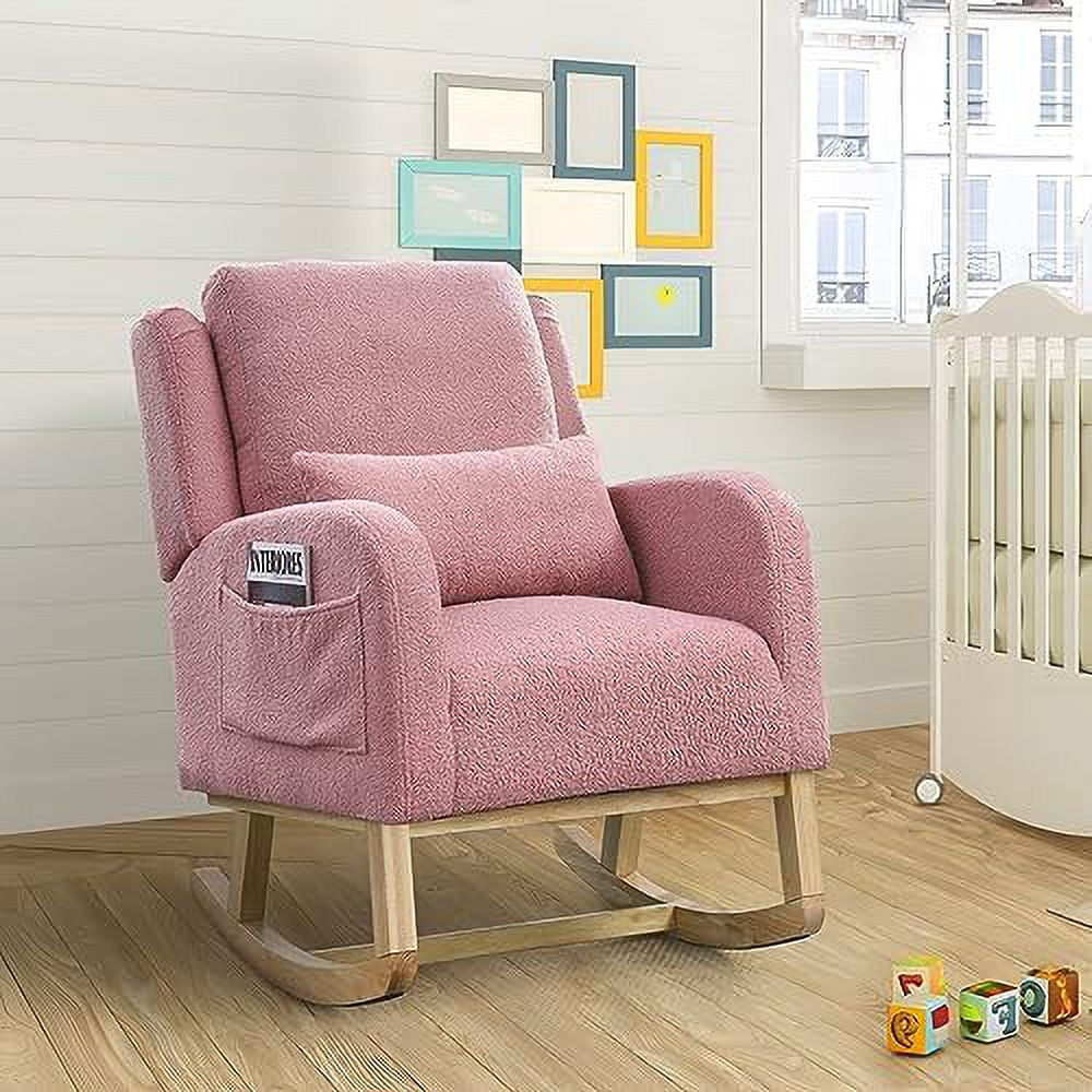 xrboomlife Rocking Chair Nursery Modern Glider Chair for Nursery with Solid Wood Legs