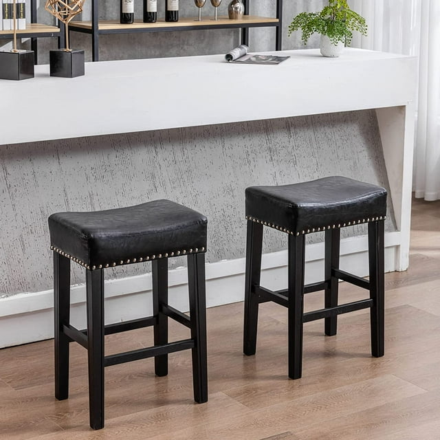 xrboomlife Stools Set of 2Upholstered Black Counter Height Stools26