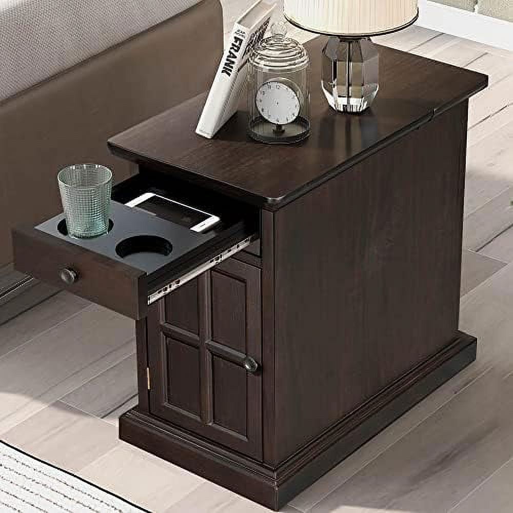 xrboomlife Traditional Wood End Table with Charging Station Modern