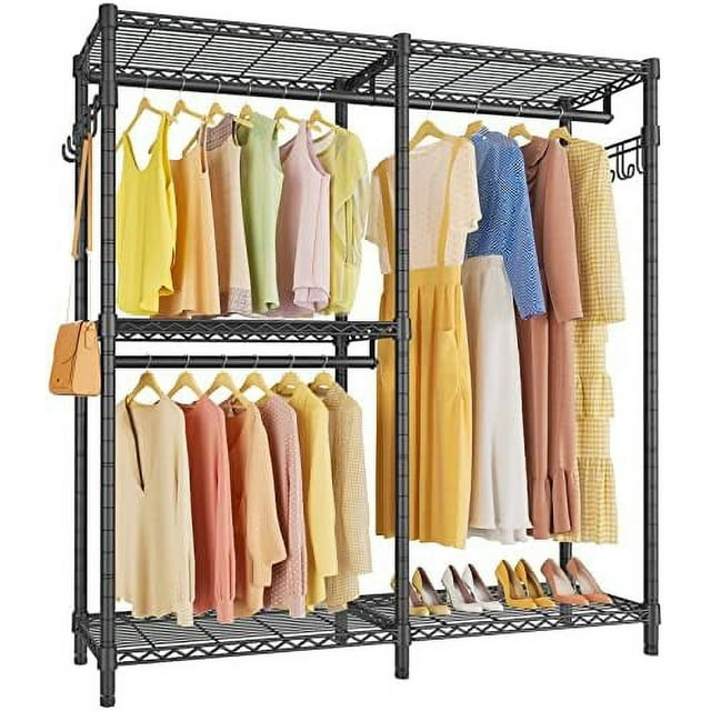 xrboomlife V4C Double Clothing Rack with Cover Protable Closet for