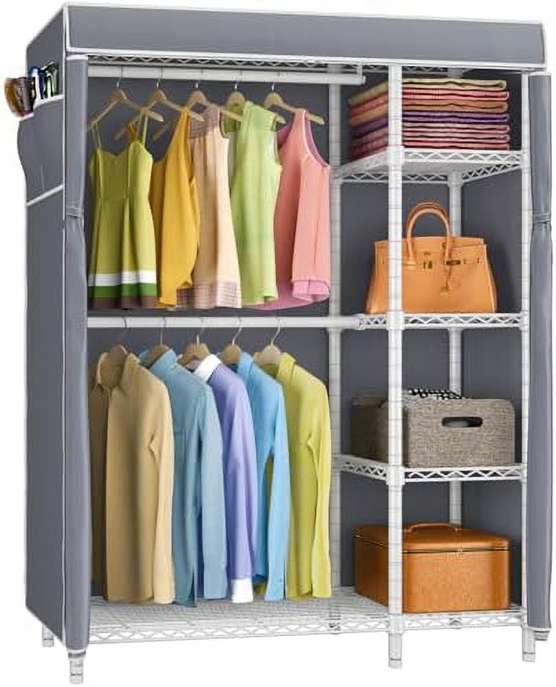 xrboomlife V7C Garment Rack with Cover Portable Closets for Hanging Clothes Heavy Duty with