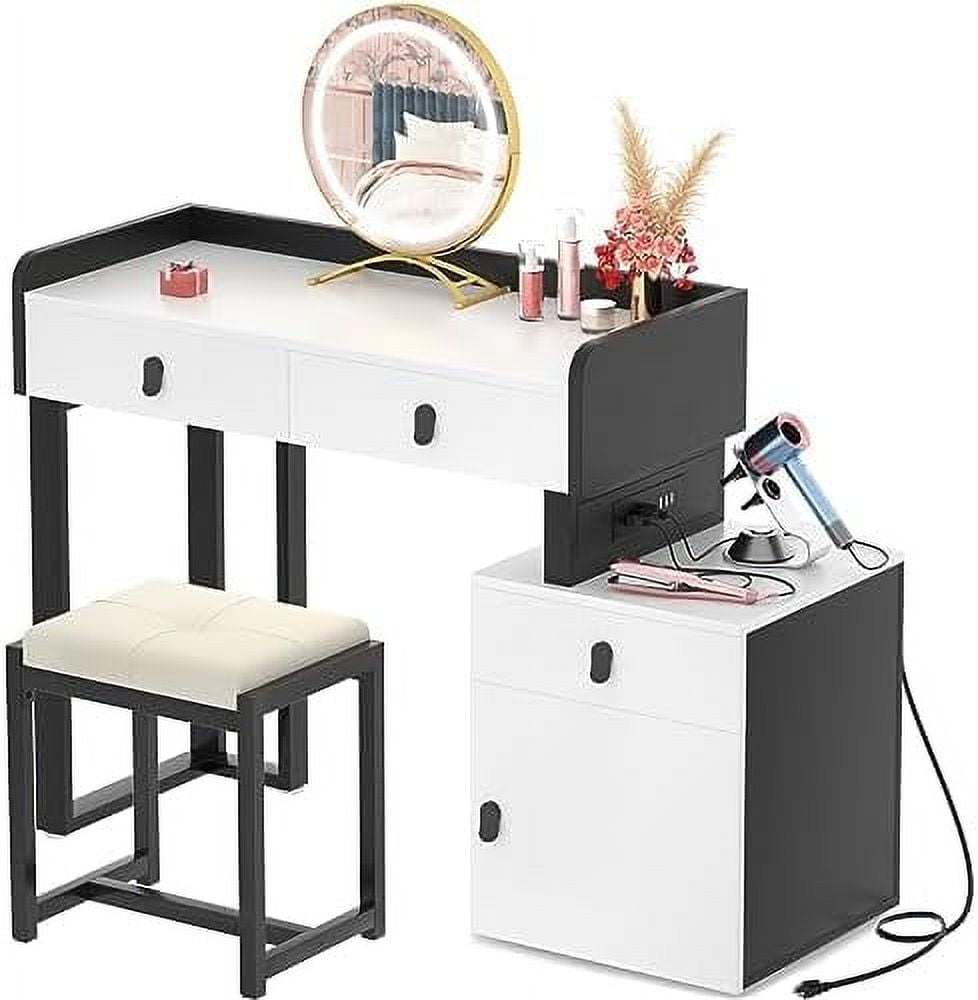 xrboomlife Vanity Desk with Lighted Mirror & Power Outlets 44'' Makeup