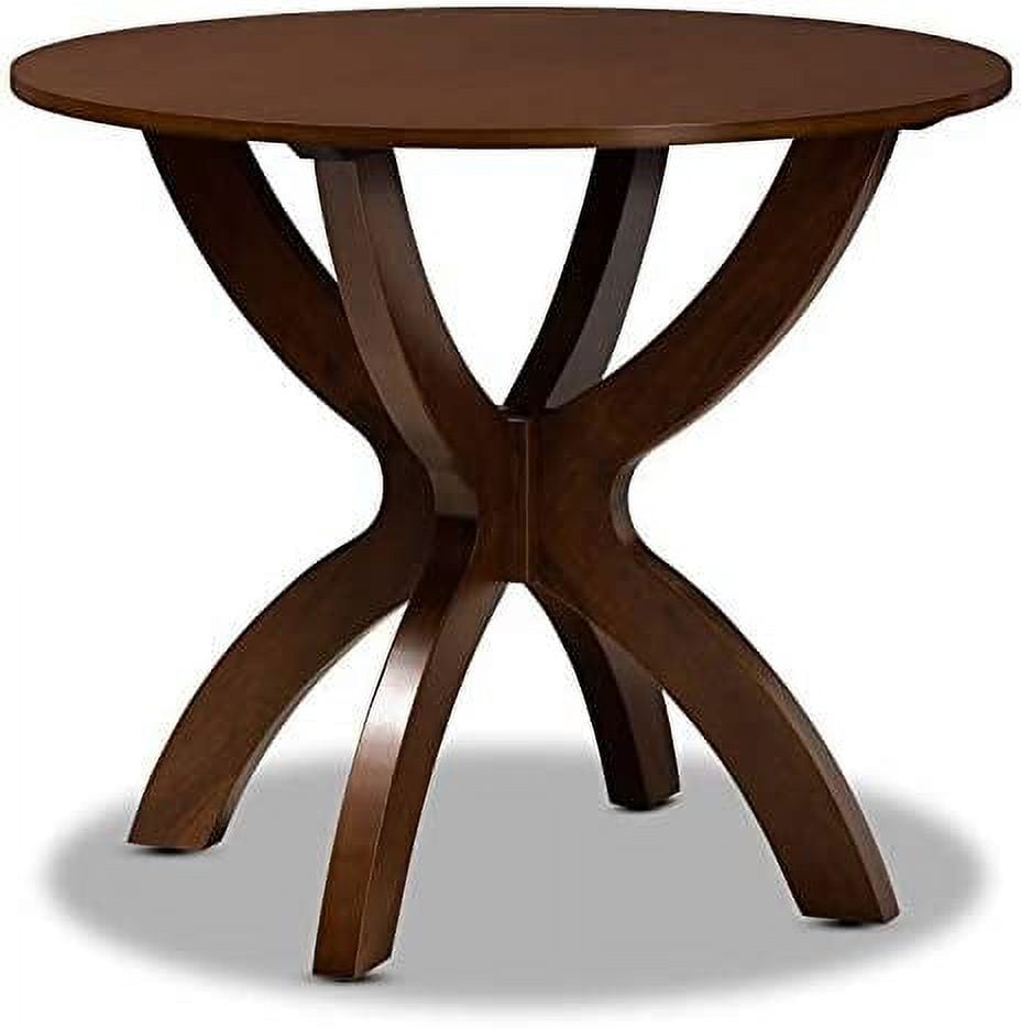 Contemporary Round Walnut Wood Dining Table for Four