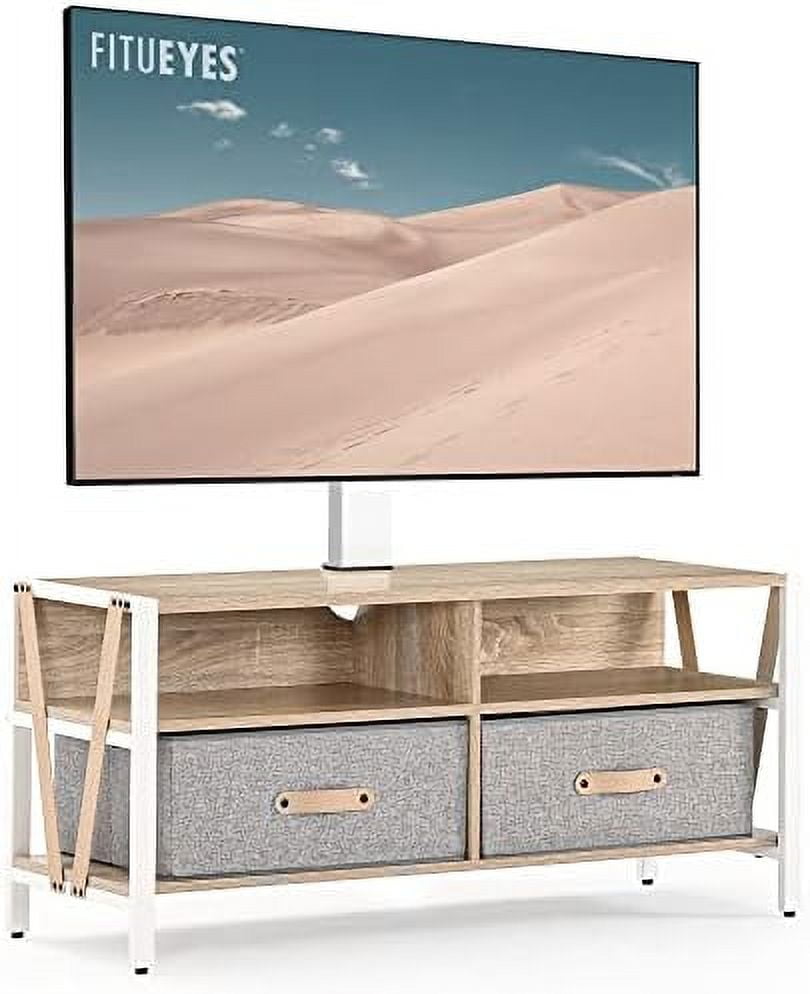 xrboomlife Wood Swivel Floor TV Stand with Mount for 3775 Inch TVS