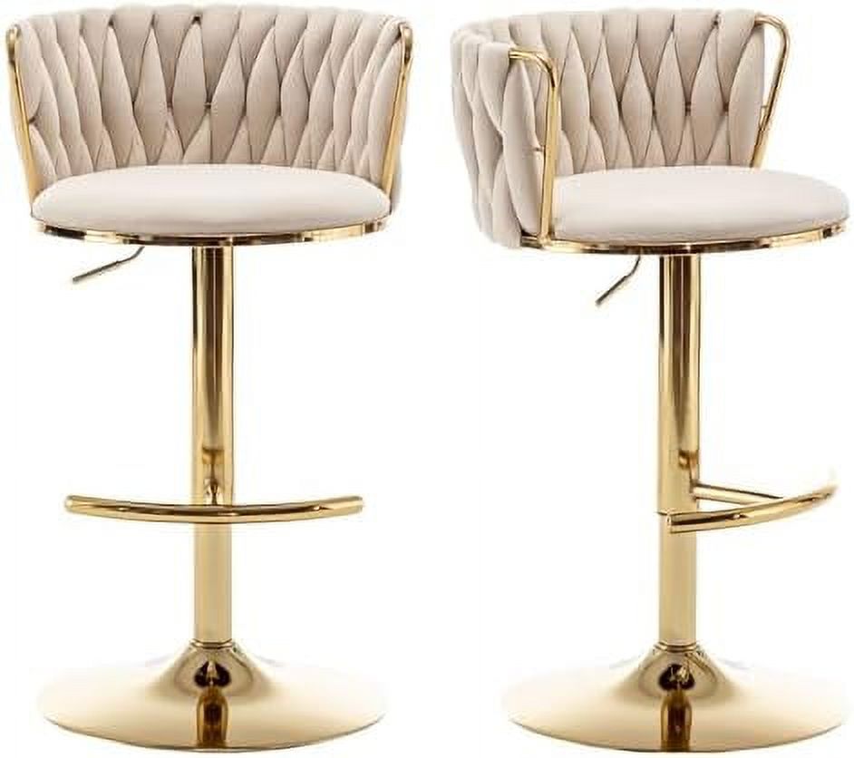 xrboomlife Woven Stools Set of 4 Counter Height Stools with Low Back