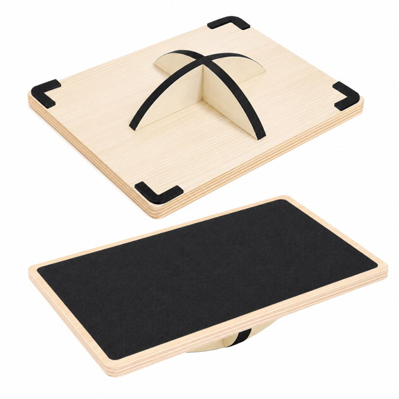 xrgnb 360 Degree Wooden Wobble Balance Board, 350LBS Anti-Slip Rocker Board with Cross Limit Buffer Strips, Portable Stability Trainer for Physical Therapy, Core Training & Office Standing Desk
