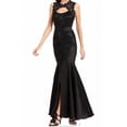 thumbnail image 1 of xscape women's metallic lace trimmed taffeta mermaid dress, 1 of 3