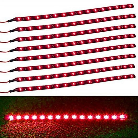 xt auto 8pcs 12v super bright 30cm 15 led flexible waterproof led strip light for car interior & exterior decoration drl day running light or boat bus garden