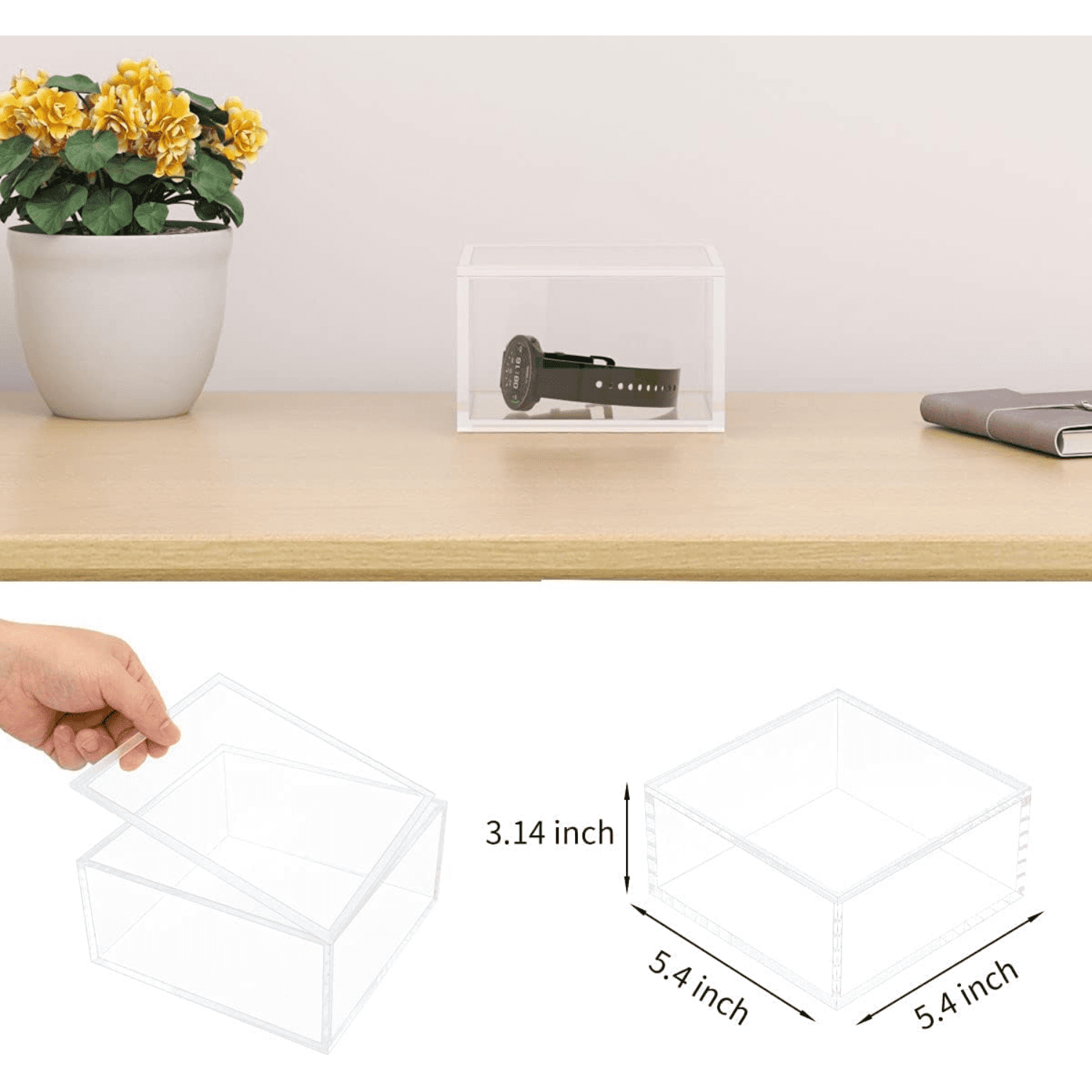 xuahdnsf Decorative Acrylic with Lid Clear Cube Display Case Multi ...