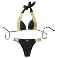 xuapaodt Bikini set New Bikini Sexy Hanging Neck Strap Bikini Flash Gold Plate Belt Swimsuit