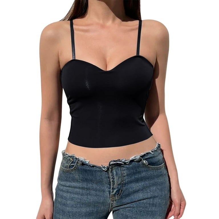 xuapaodt Women S Basic Smooth Push Up Bustier Club Party Crop Top Bra Black Bustier Top Spaghetti Strap Going Out Slimming Bustier Corset Black One Size Walmart