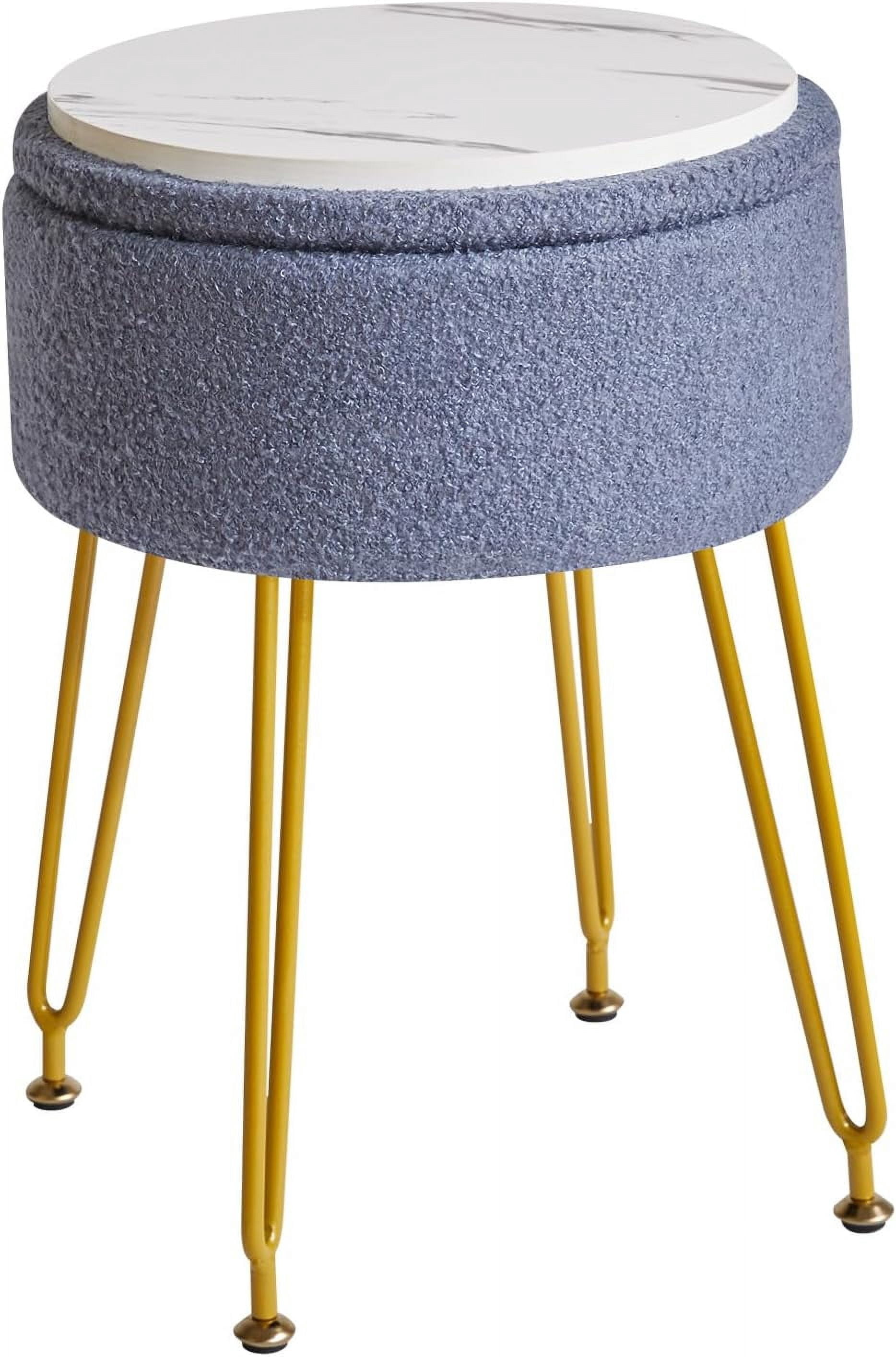 xuejumboom Teddy Velvet Storage Footrest Stool Ottoman Makeup Vanity ...